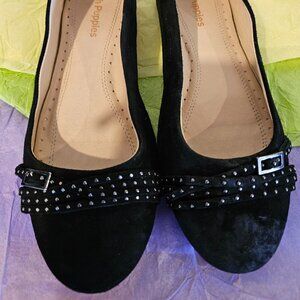 Black Suede Hush Puppies Flats
